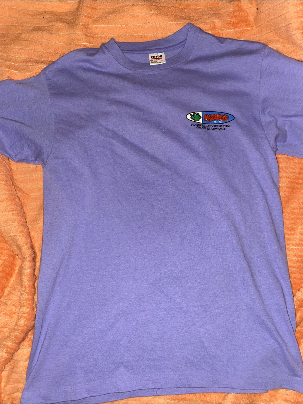 1990’s Vintage Anvil, Lilac Graphic Tee with Small Chest Logo